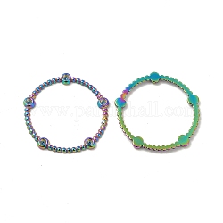 Chapado de iones (ip) 304 anillo de enlace de acero inoxidable ajustes de rhinestone, anillo, color del arco iris, aptos para 1.6 mm de diamante de imitación, 22x1.5mm