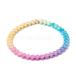 Bracciale elasticizzato in ematite sintetica con perline a cuore, gioielli con pietre preziose per le donne, colorato, diametro interno: 2-1/8 pollice (5.5 cm)