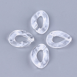 Acrylic Linking Rings, Quick Link Connectors, For Jewelry Chain Making, Imitation Gemstone, Twist, Clear & White, 24x17x5mm, Hole: 12x6mm, about 590pcs/500g
