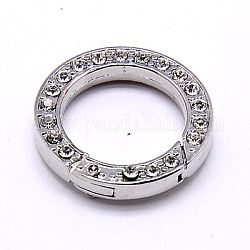Alloy Rhinestone Spring Gate Rings, O Rings, Grade A, Ring, Platinum, 24x4mm, Inner Diameter: 16mm