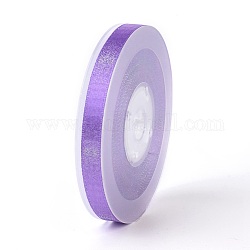 Double Face Polyester Satin Ribbon, with Metallic Silver Color, Blue Violet, 3/8 inch(9mm), about 100yards/roll(91.44m/roll)