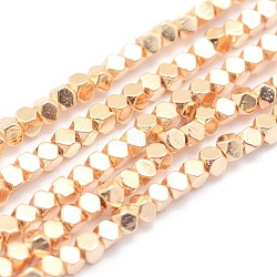 Electroplate Non-magnetic Synthetic Hematite Beads Strands, Grade AA, Long-Lasting Plated, Faceted, Cube, Light Gold Plated, 2x2x2mm, Hole: 0.5mm, about 198pcs/strand, 15.7 inch(40cm)