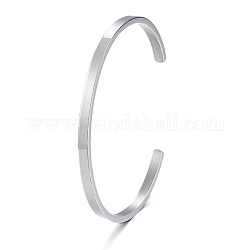 Bracelets de manchette en 304 acier inoxydable, bracelets ouverts simples minimalistes, couleur inoxydable, diamètre intérieur: 2-1/2x2 pouce (6.1~6.5x5.1 cm)