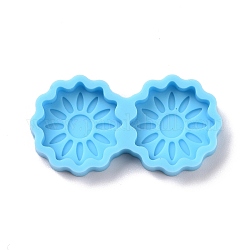 Moules en silicone d'ornement en forme de tournesol, moules de résine, pour la fabrication artisanale de clous d'oreilles, bleu profond du ciel, 20x37x5mm, diamètre intérieur: 16.5 mm