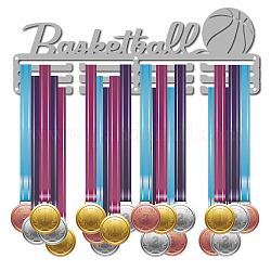 Модная железная вешалка для медалей, настенная стойка для дисплея, с винтами, слово баскетбол, баскетбольный узор, 140x400 мм