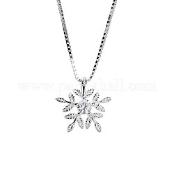 925 подвесные стерлингового серебра ожерелья, с цепочками и хрустальными стразами, снежинка, серебряные, 19.68 дюйм (50 см)