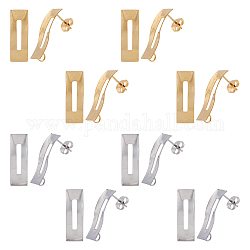 DICOSMETIC 20Pcs 2 Colors 304 Stainless Steel Stud Earring Findings, with Vertical Loops and Ear Nuts/Earring Backs, Twist Rectangle, Golden & Stainless Steel Color, 24.5x8mm, Hole: 2.5mm, Pin: 0.7mm, 10Pcs/color