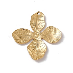 Ion Plating(IP) 304 Stainless Steel Pendants, Flower Charms, Real 18K Gold Plated, 45x42x3mm, Hole: 1.8mm