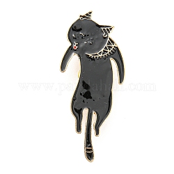 Spille smaltate a forma di gatto, spilla in lega d'oro chiaro per abiti da zaino, nero, 61x26x1.5mm