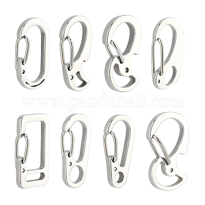 Wholesale DICOSMETIC 8Pcs 8 Style 304 Stainless Steel Push Gate Snap Keychain  Clasp Findings 
