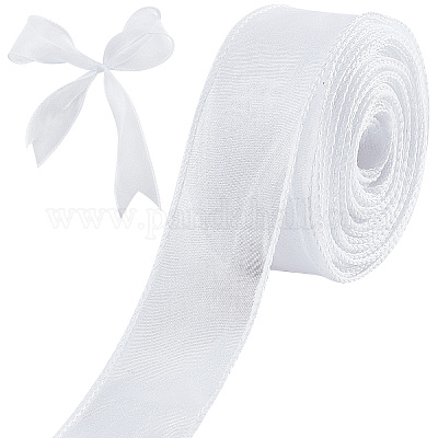 CRASPIRE Sheer Organza Ribbon Pearl White 40mm x 10m Chiffon Ribbon roll  for DIY Crafts, Gift Wrapping, Bouquet, Bows, Wedding Party Decorations