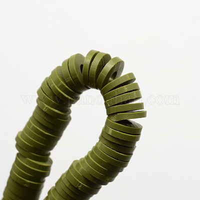 Flat Round Polymer Clay Beads, Dark Sea Green Size: about 6mm in diameter,  1mm thick, hole: 2mm; about 380~400pcs/strand 