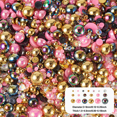 Halbrunde Cabochons aus ABS-Kunststoff&nbsp;FIND-TAC0038-08C-1