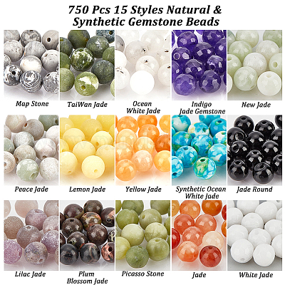 Wholesale NBEADS 750 Pcs 6mm Natural Gemstone Beads 