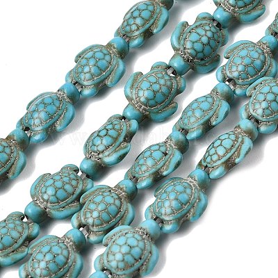 Chapelets de perles en turquoise synthétique&nbsp;G-E456-35D-8x10mm-03-1