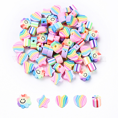 35pcs 5 Arten handgemachte Polymer-Ton-Perlen&nbsp;CLAY-YW0002-06-1