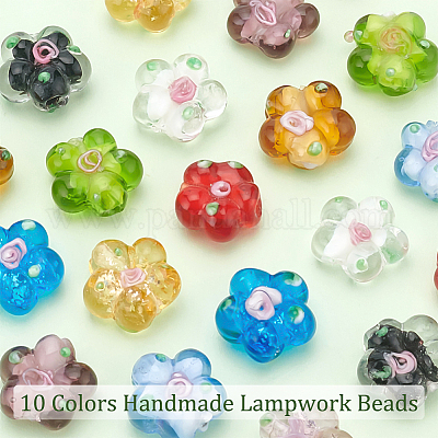 20 pièces 10 couleurs perles de chalumeau faites à la main&nbsp;LAMP-PH0001-15-1
