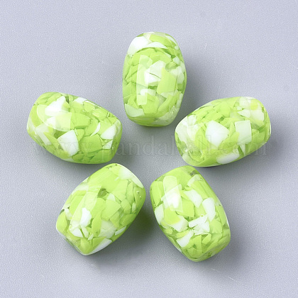 樹脂ビーズ 天然石風チップスタイル ドラム 芝生の緑 15x11mm 穴 1 8mmの通販 Jp Pandahall Com