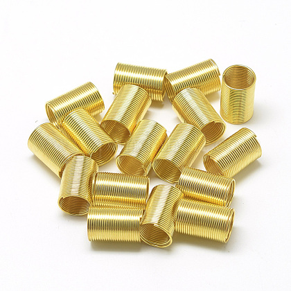 メッキアイアン製スプリングビーズ  コイルビーズ  コラム  ゴールドカラー  15x10mm  穴：8mm IFIN-S696-93G-1