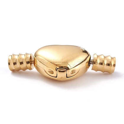 304ステンレススチール製ヨーロピアンコードエンドパーツ付きクラスプ ハート ゴールドカラー 11x24x7mm 穴 3mmの通販 Jp Pandahall Com