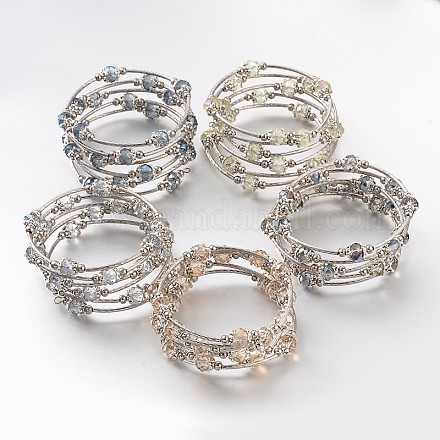 Plusieurs boucles verre bracelets perles wrap BJEW-JB02043-1
