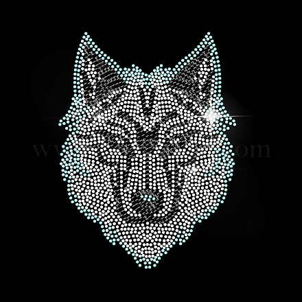 MAYJOYDIY Wolf Iron on Rhinestone Heat Transfer Wolf Head Hot Transfers Patches Animal Bling Iron on Rhinestone Crystal T Shirt Transfer 5.7×7.6inch Clothing Repair Applique for Coat DIY-WH0303-187-1