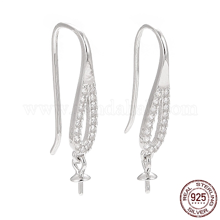 Rhodium Plated 925 Sterling Silver Earring Hooks STER-D035-39P-1