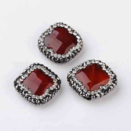 Dyed Square Natural Agate Beads G-O114-02C-1