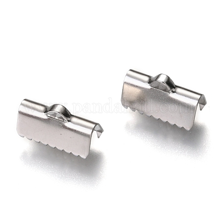 Unicraftale 304 Stainless Steel Ribbon Crimp Ends STAS-C018-22P-03-1