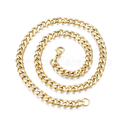 Herren-201 Edelstahl-kubanische Halskette NJEW-N050-A06-7-45G-1