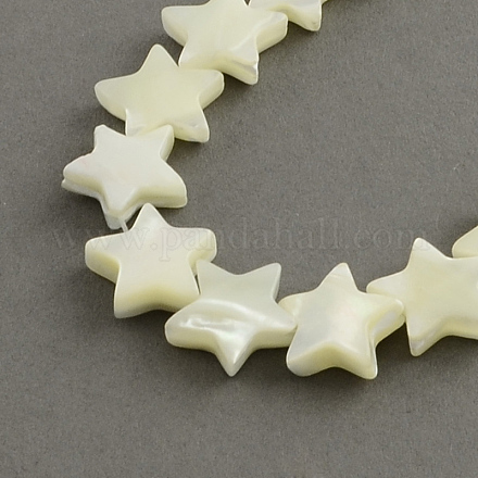 Chapelets de perles en forme d'étoile de coquillage naturel SSHEL-R022-1