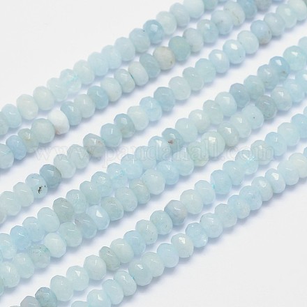 Perles facettes rondelle aigue-marine naturelles G-I155-05-5x8-1