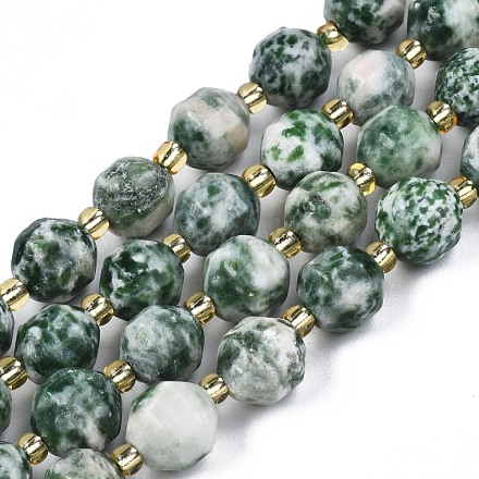 Chapelets de perles en jaspe à pois verts naturels G-N326-100-07-1