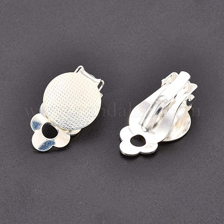 Impostazione di orecchini cabochon orecchino con base in ottone bianco KK-M019-03S-1