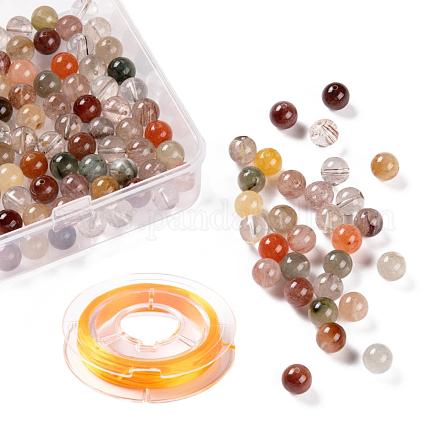 100pcs 8mm grade aa perles de quartz rutilées naturelles rondes DIY-LS0002-28-1