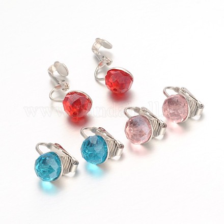 Trendy Glass Beads Clip-on Earrings EJEW-JE01519-1