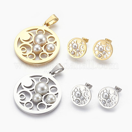 Ensembles de bijoux avec pendentifs en 304 acier inoxydable et clous d'oreille SJEW-F184-01-1