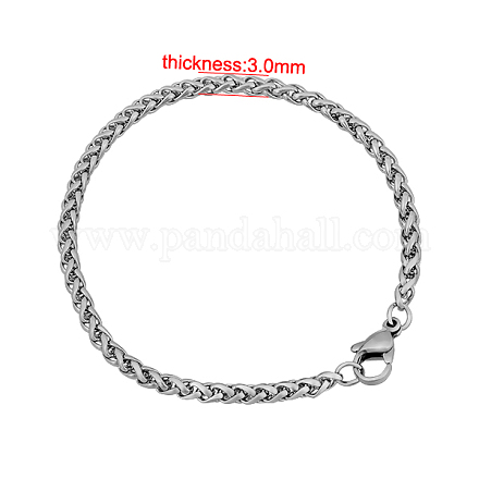 Bracelets de la chaîne de blé en 304 acier inoxydable BJEW-M187-12-E-1
