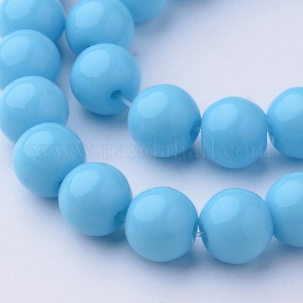 Opaque Solid Color Glass Beads Strands GLAA-D080-8mm-06-1