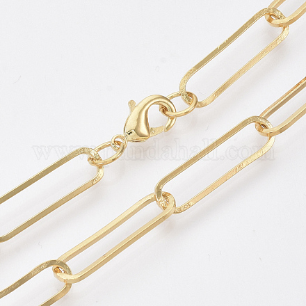 Fabricación de collar de cadena de clip de papel ovalado plano de latón MAK-S072-08A-G-1