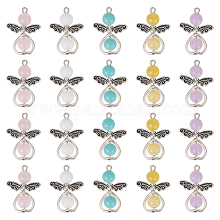 PH PandaHall 40pcs Angel Wing Charm Mixed Colors Angle Pendants with Loops Angels Dangles Wing Pendant Christmas Angle Charms for Jewelry Making Charms Necklace Earrings Keychains FIND-PH0008-11-1