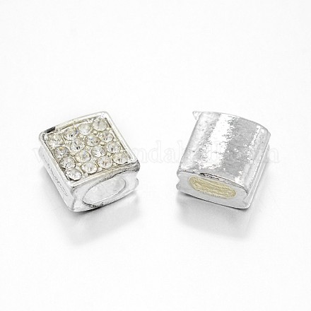 Silver Plated Alloy Rhinestone Slide Charms RB-J509-01S-1