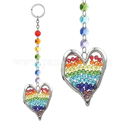 Porte-clés pendentif coeur en perles de verre et alliage KEYC-JKC00521-1