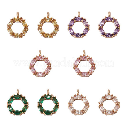 Bijoux pandahall 10pcs 5 couleurs en laiton micro pave breloques en zircone cubique KK-PJ0001-23-1