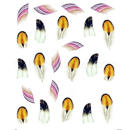 ネイルアート用品水転写ネイルシール  羽の模様  ゴールデンロッド  6.2x5.2cm パッケージサイズ：9.8x6.2cm MRMJ-Q013-86D-1