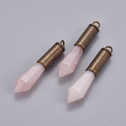 Colgantes de punta de cuarzo rosa natural G-F618-02AB-02-1