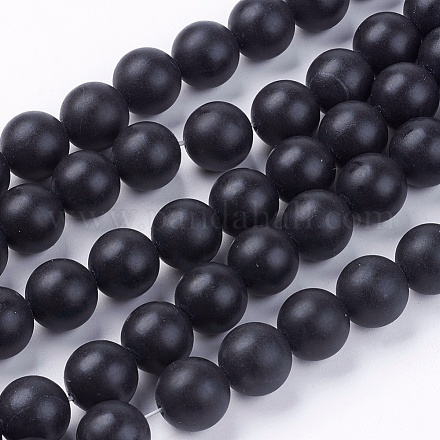 Pietra naturale nero fili di perle X-G-R193-01-12mm-1