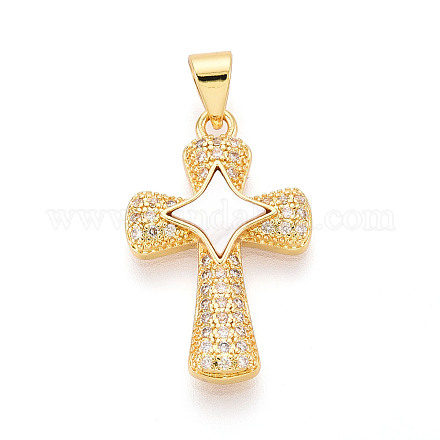 Латунные микропаве прозрачные подвески с фианитом KK-N268-66G-1