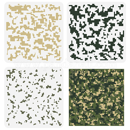 FINGERINSPIRE 3 PCS Camo Stencils 11.8x11.8inch Reusable Painting Templates Camouflage Pattern Stencils Camo Templates Square Stencils Large Stecil Sets for Fabric Wood Wall Home Decor DIY-WH0394-0031-1