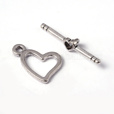 Antique Silver Tibetan Silver Heart Toggle Clasps for Jewelry Making X-LF5112Y-NF-1